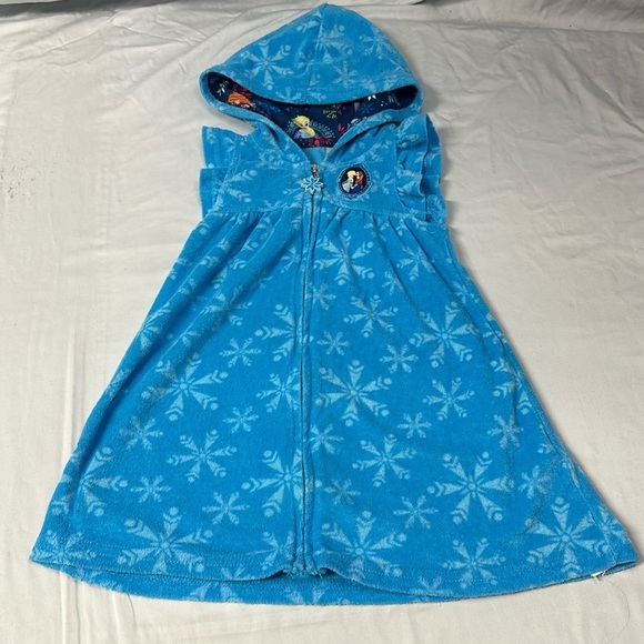 Disney - Frozen full zip hooded terry dress with ruffled cap sleeves. - Picture 1 of 4